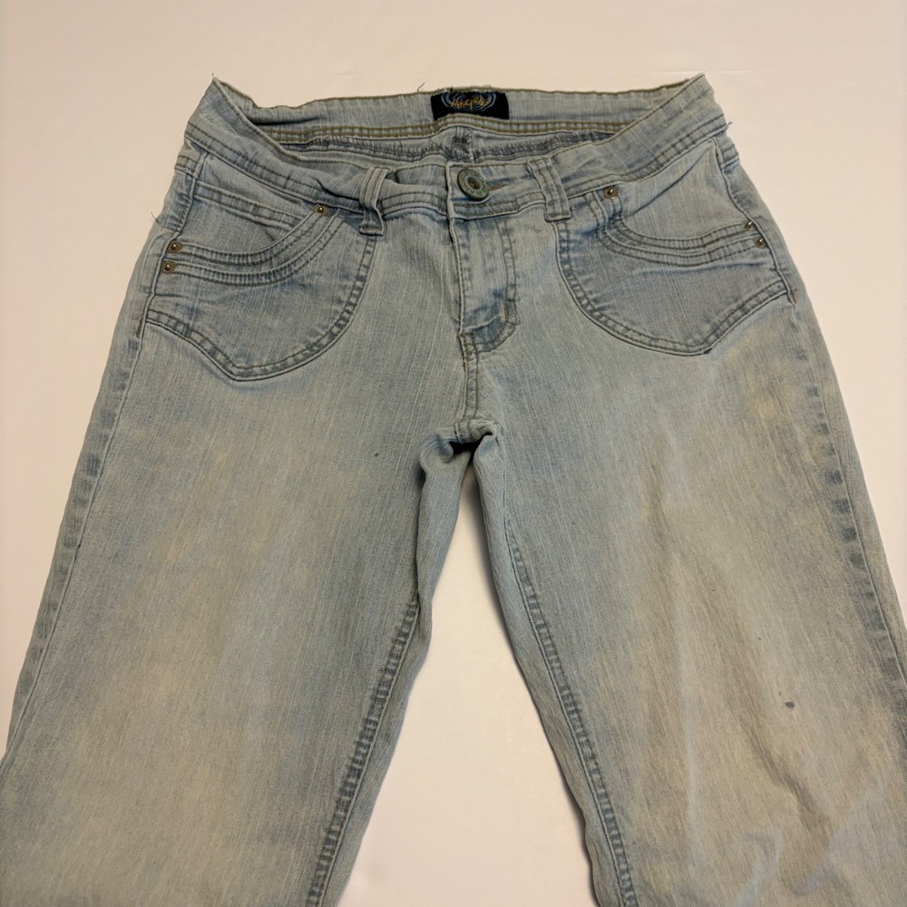 Angels Jeans Flare Denim Women 11 Light Wash Low Rise Y2K Retro 0483